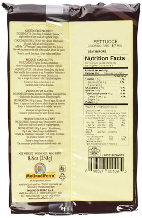 Le Veneziane Italian Fettucee ready dish, gluten-free convenience and appealing texture.