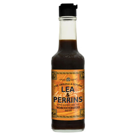 Lea & Perrins Worcestershire Sauce bottle shows a rich color ideal for marinades