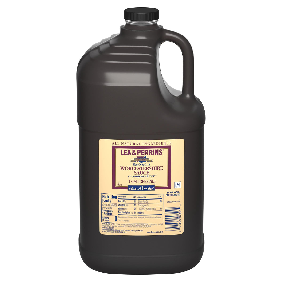 Lea & Perrins Original Worcestershire Sauce bottle on shelf for marinades