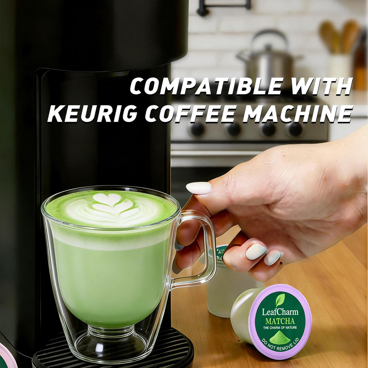 LeafCharm energizing cup image; smooth whisk for focused morning.