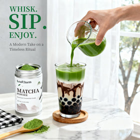 LeafCharm matches cups with whisk or frother for silky texture
