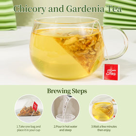 LEAFHAVEN Chicory and Gardenia Tea on a desk, easy home or office ritual.