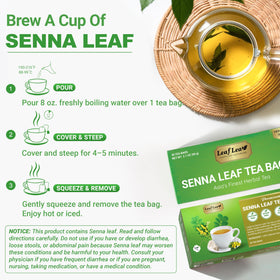 LeafLea 120 Senna tea bags ready for daily tea ritual.