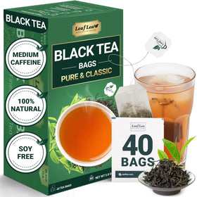 LeafLea 40 Black Tea Bags packaging, travel-ready for daily rituals.