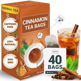 LeafLea 40 Cinnamon Tea Bags box, convenient packaging for daily use.