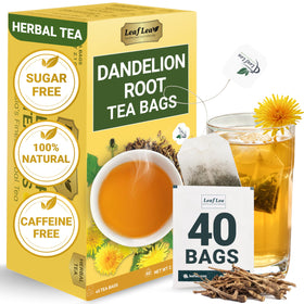 LeafLea 40 Dandelion Root Tea Bags packaging ready for gifting and daily sipping.