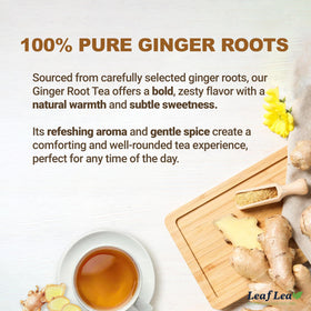 LeafLea 40 Ginger Tea Bags inside the box for easy, ready-to-brew moments.