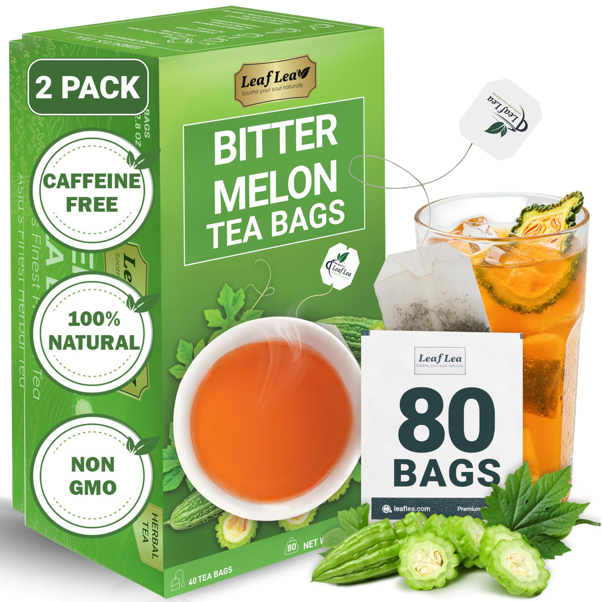 LeafLea bitter melon tea bags pack-2 for convenient daily tea time