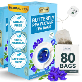 LeafLea Butterfly Pea Tea Bag ready for infusion and color.