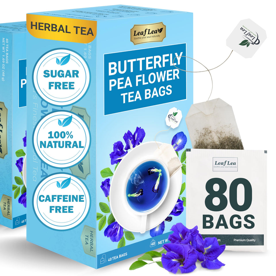 LeafLea Butterfly Pea Tea Bag ready for infusion and color.