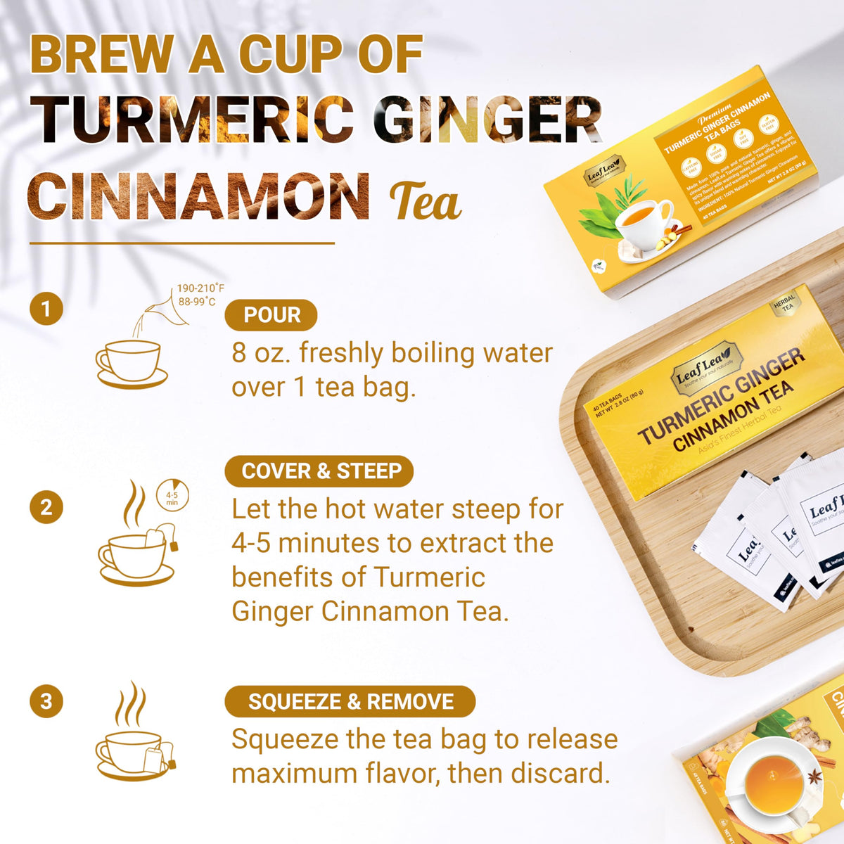 LeafLea cup of turmeric ginger tea with warm aroma