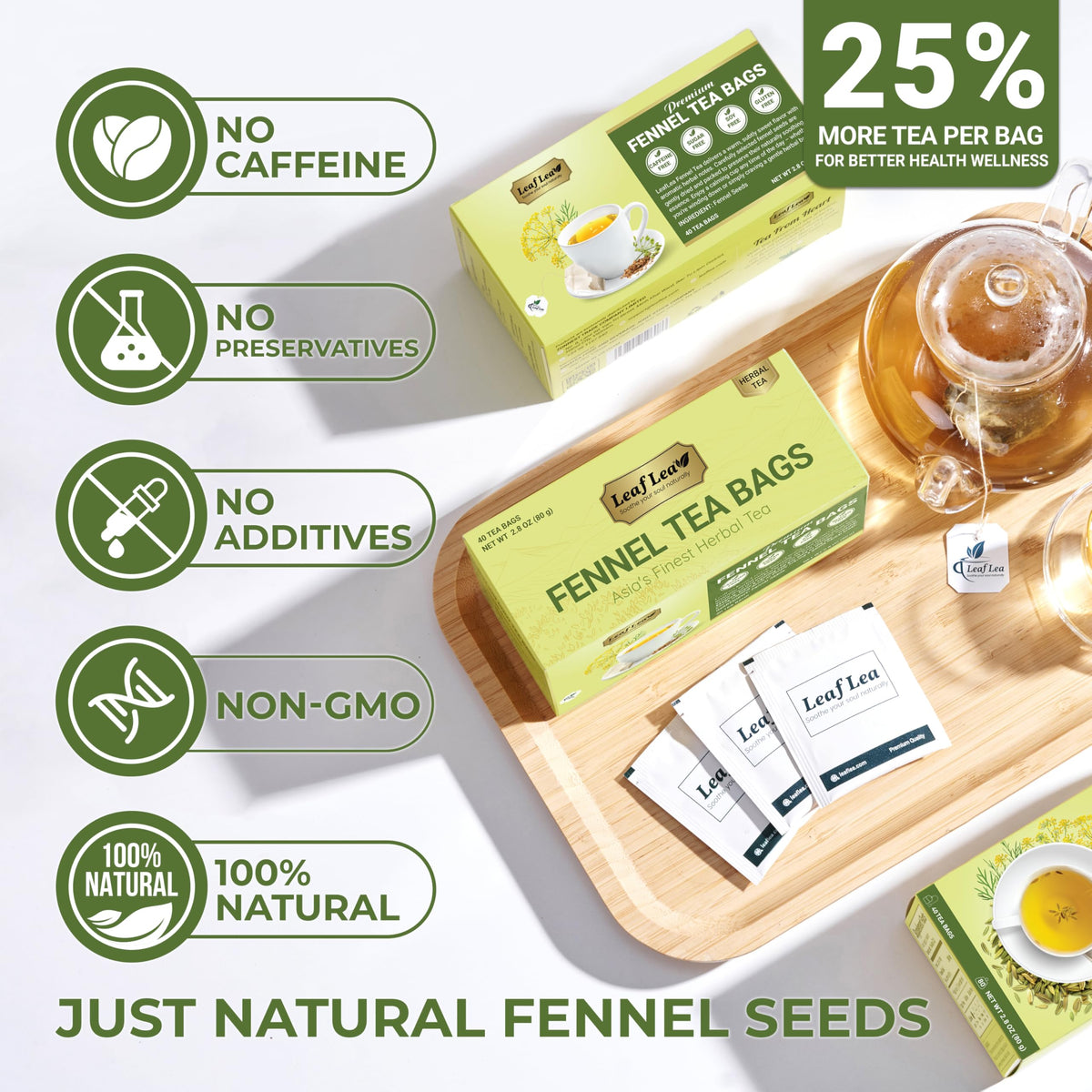 LeafLea Daily Routine tea offers caffeine-free sipping anytime.