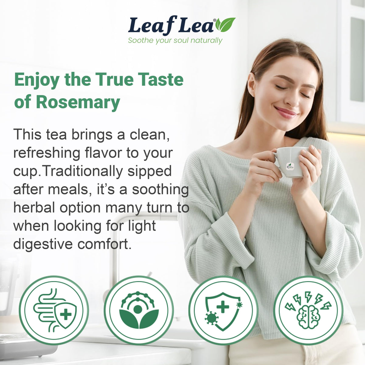 LeafLea dried rosemary leaves showing natural, unblended quality