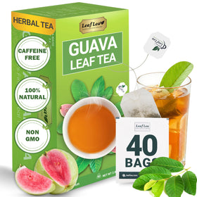 LeafLea Guava Leaf Tea bags in a box, caffeine-free and vegan.