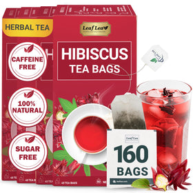 LeafLea Hibiscus tea bags packaged in a box for everyday freshness.