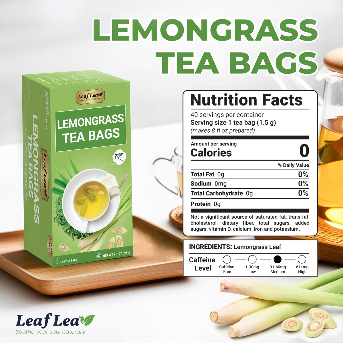 Close-up of LeafLea lemongrass leaves emphasizing natural purity and aroma