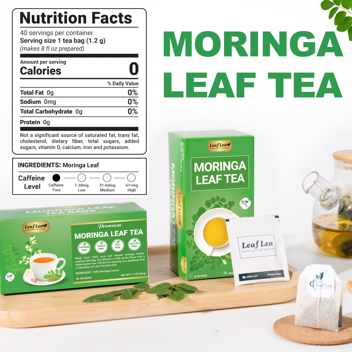 Close up moringa leaves used in LeafLea tea