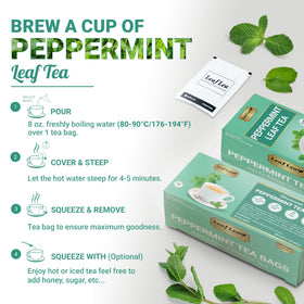 LeafLea peppermint tea travel pack prompts easy herbal tea anywhere