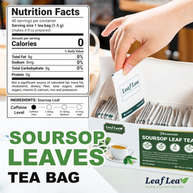 LeafLea soursop leaf dried leaves closeup reveals vibrant color and natural aroma.