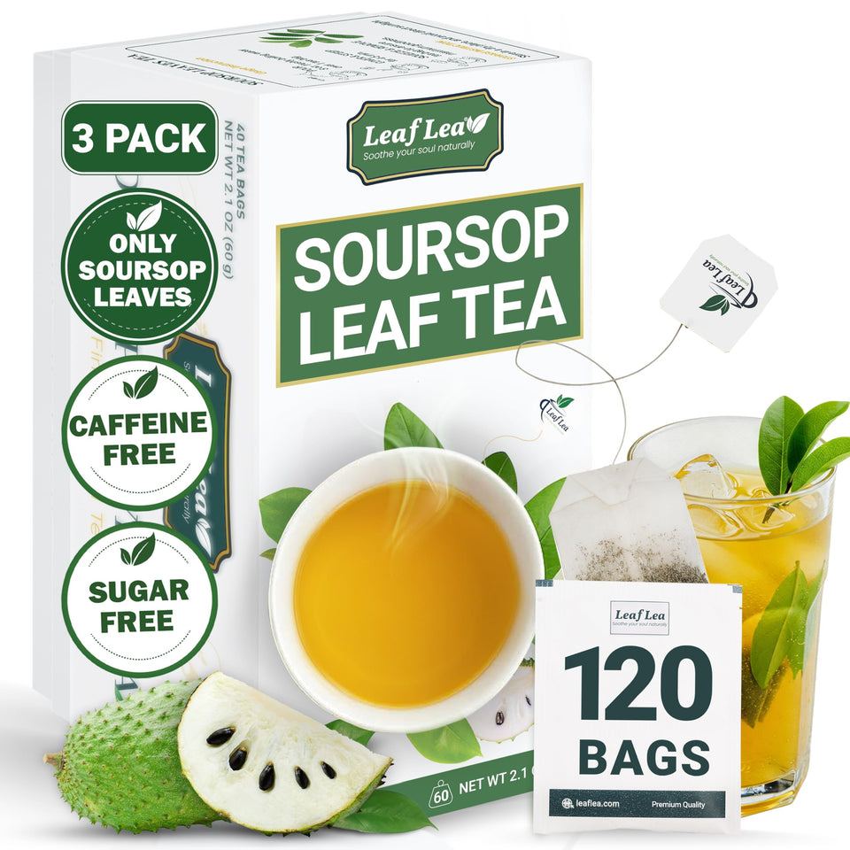 LeafLea soursop tea bags pack with premium leaves for a calming cup