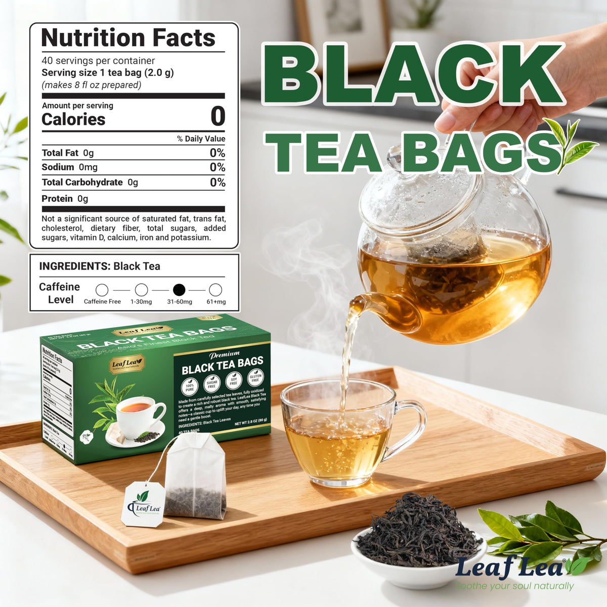 LeafLea strong flavour black tea leaves deliver bold morning satisfaction.
