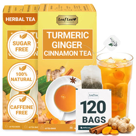 LeafLea turmeric ginger cinnamon tea bags for daily wellness