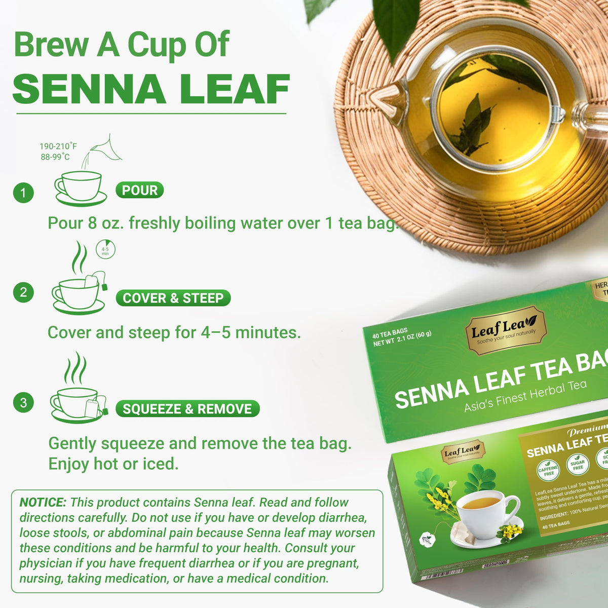 LeafLea vegan packaging visual showing pure herbal option