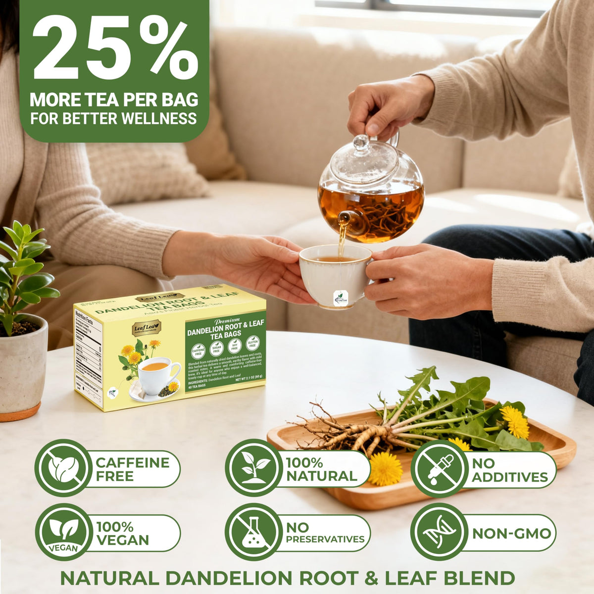 LeafLea wood-pulp filter paper tea bag for clean brew.