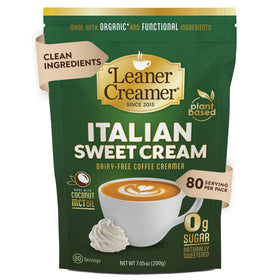 Leaner Creamer bottle pour shows dairy-free coconut cream with MCT energy.