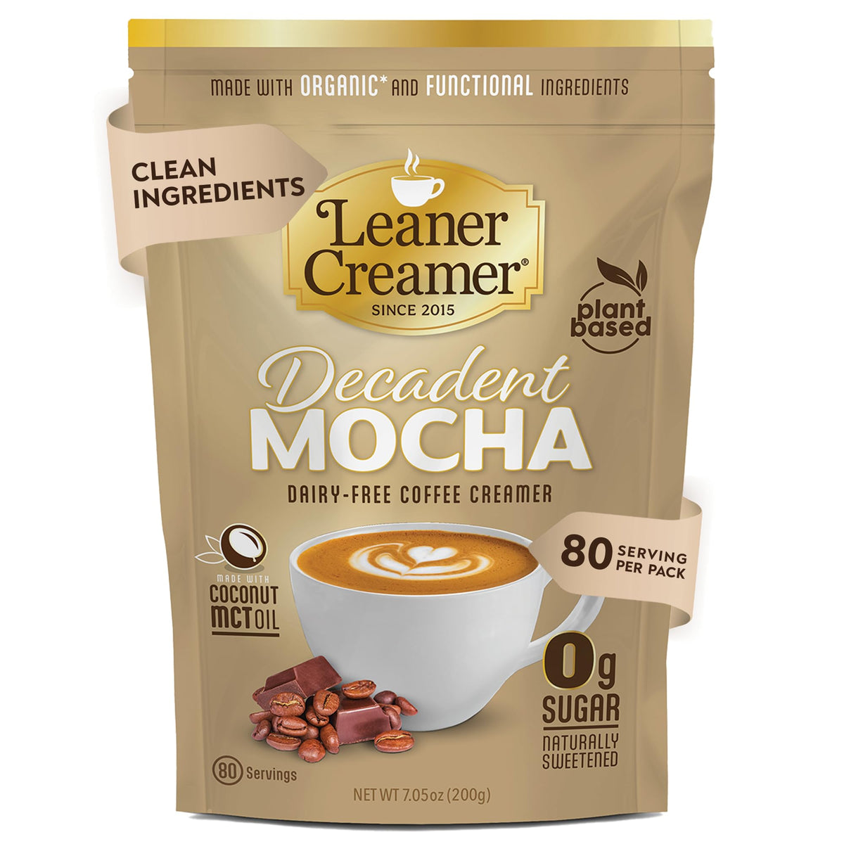 Leaner Creamer coconut milk pour showing dairy-free creaminess in coffee