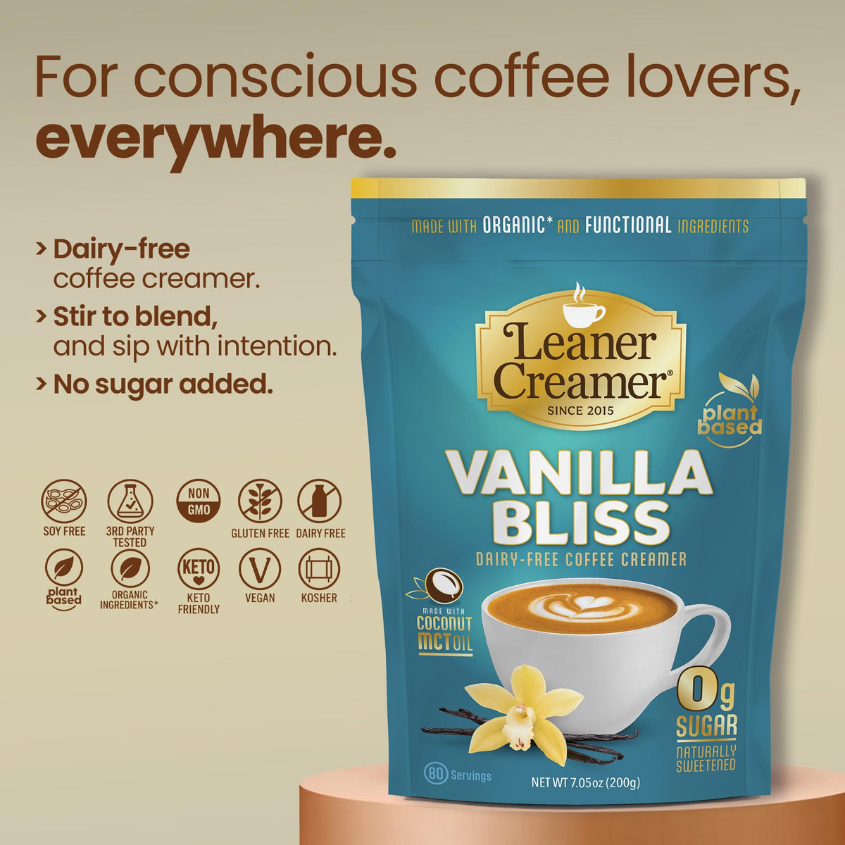 Leaner Creamer cup with coffee shows creamy texture ideal for keto-friendly mornings.