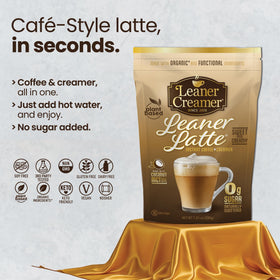 Cup with creamy foam using Leaner Creamer latte mix.