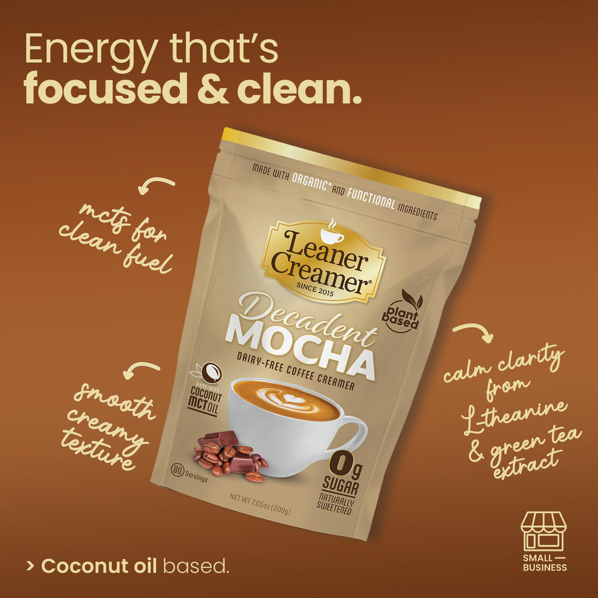 Leaner Creamer keto-friendly label on tub communicates zero sugar