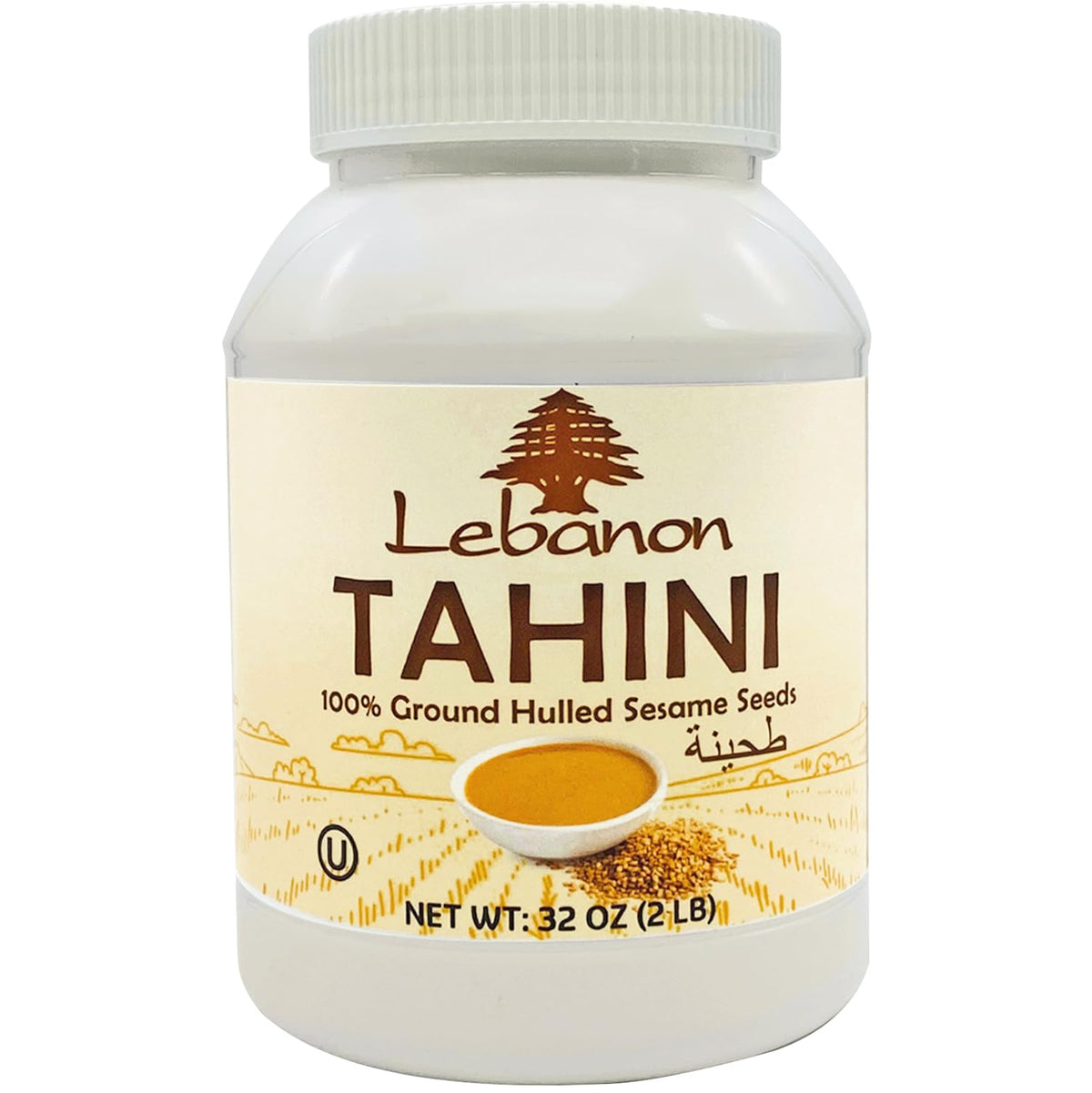 Lebanon Premium Tahini paste jar: rich, creamy texture ideal for hummus and dressings.