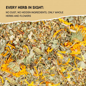 Leckar Herbal Detox Tea calendula flowers, gentle floral aroma for mindful tea time
