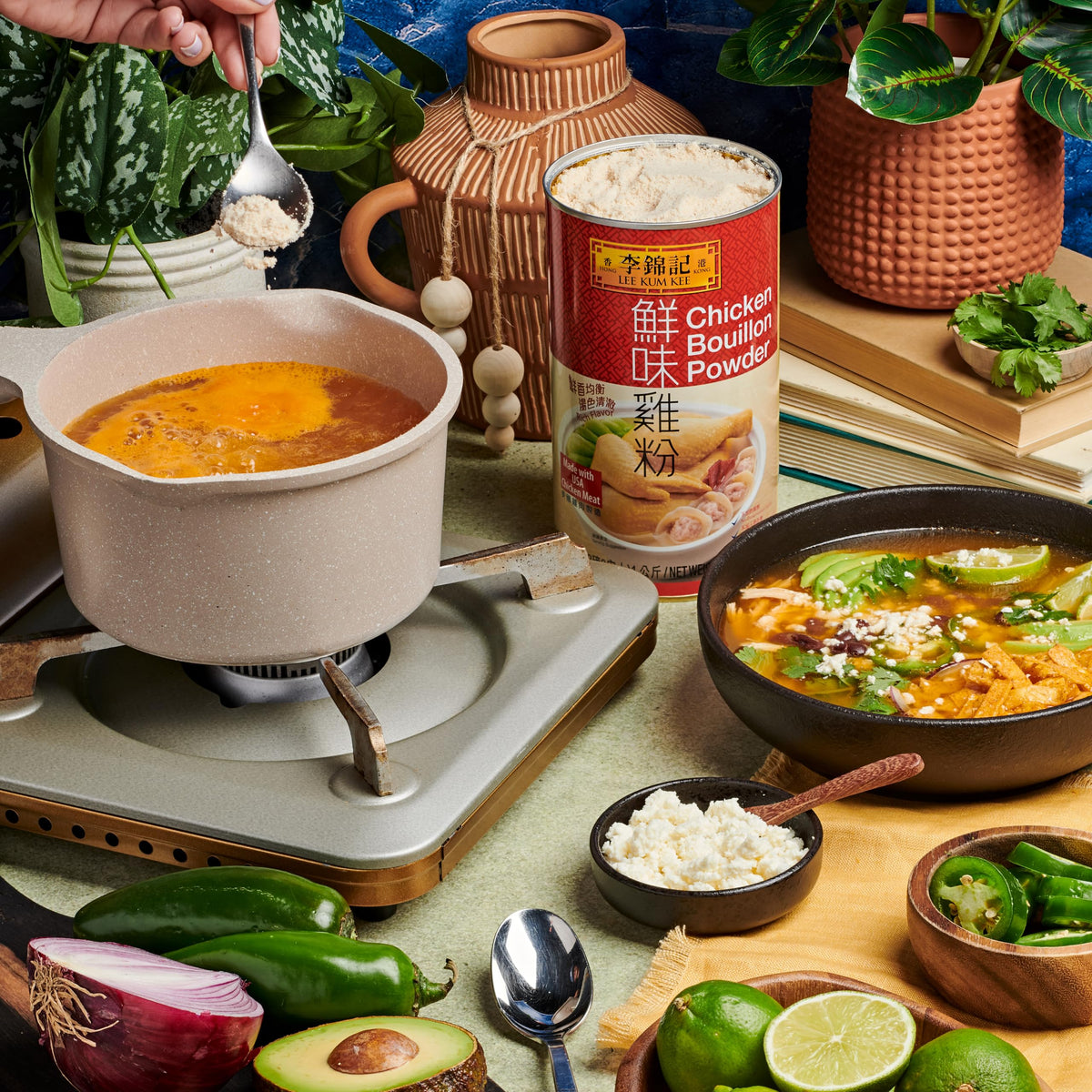 Congee prepared with Lee Kum Kee Chicken Bouillon Powder base