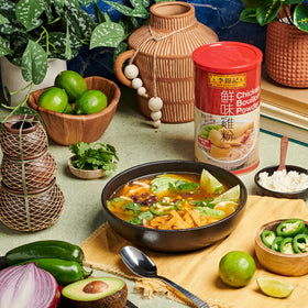 Jar open with Lee Kum Kee chicken powder ready to season