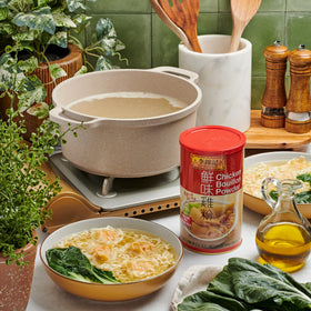 Vibrant kitchen scene featuring Lee Kum Kee powder in use