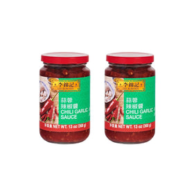 Lee Kum Kee Chili Garlic Sauce bottle closeup showing bold aroma