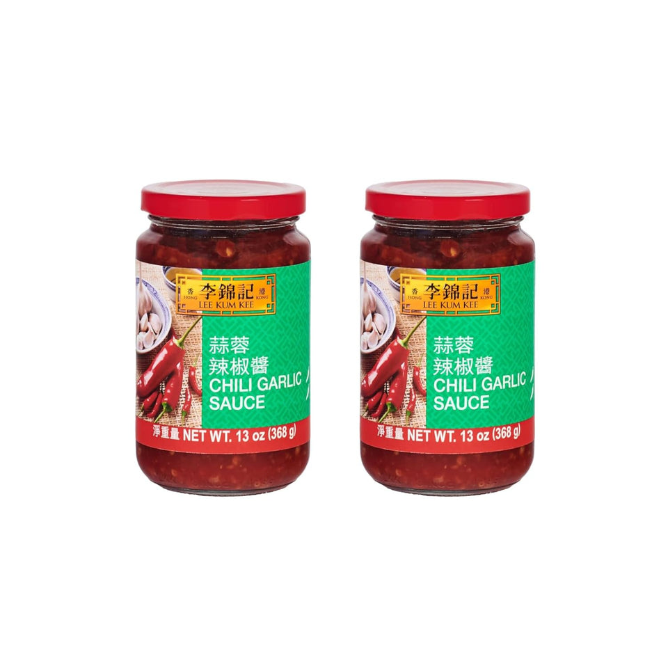 Lee Kum Kee Chili Garlic Sauce bottle closeup showing bold aroma
