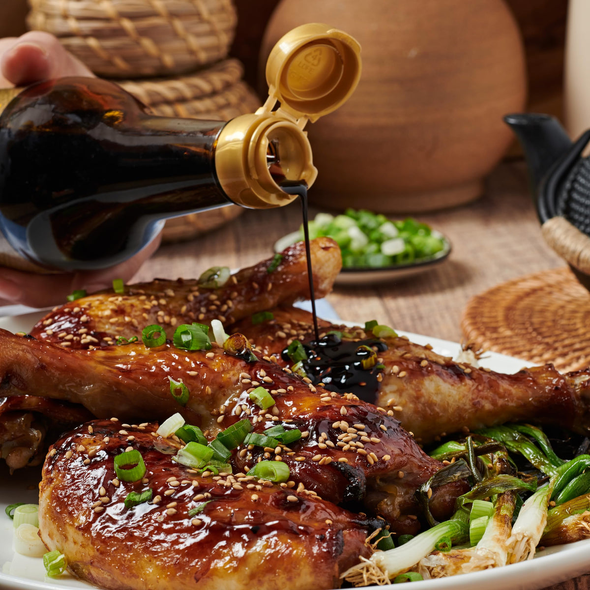 Lee Kum Kee Premium Dark Soy Sauce provides subtle sweetness for color and aroma