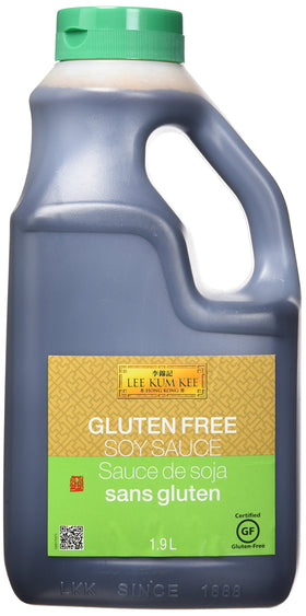 Lee Kum Kee Gluten-Free Soy Sauce bottle pouring to flavor marinades and stir-fries with rich umami.