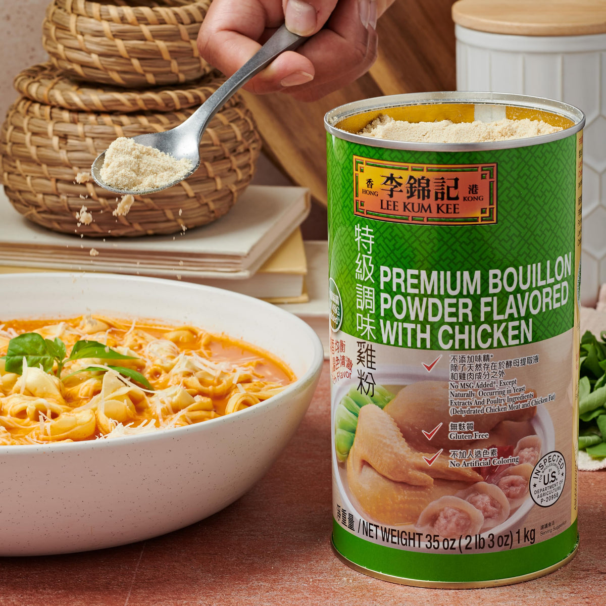 Lee Kum Kee Chicken Bouillon Powder sauce base enriches sauces and stir-fries.