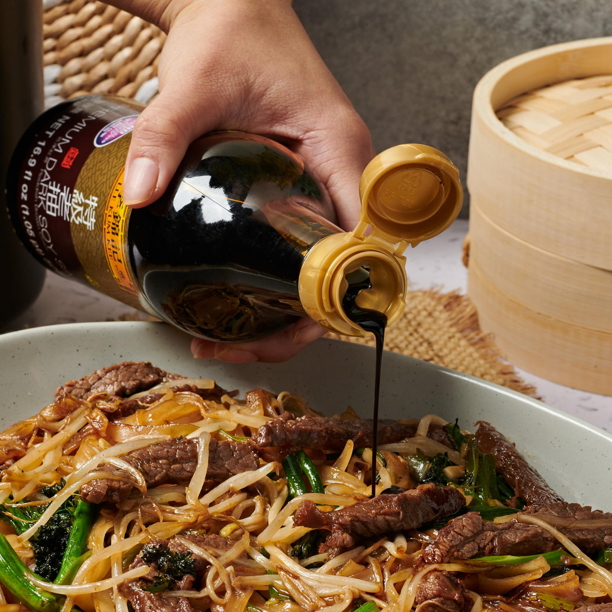 Pantry-ready two-bottle pack of Lee Kum Kee Dark Soy Sauce