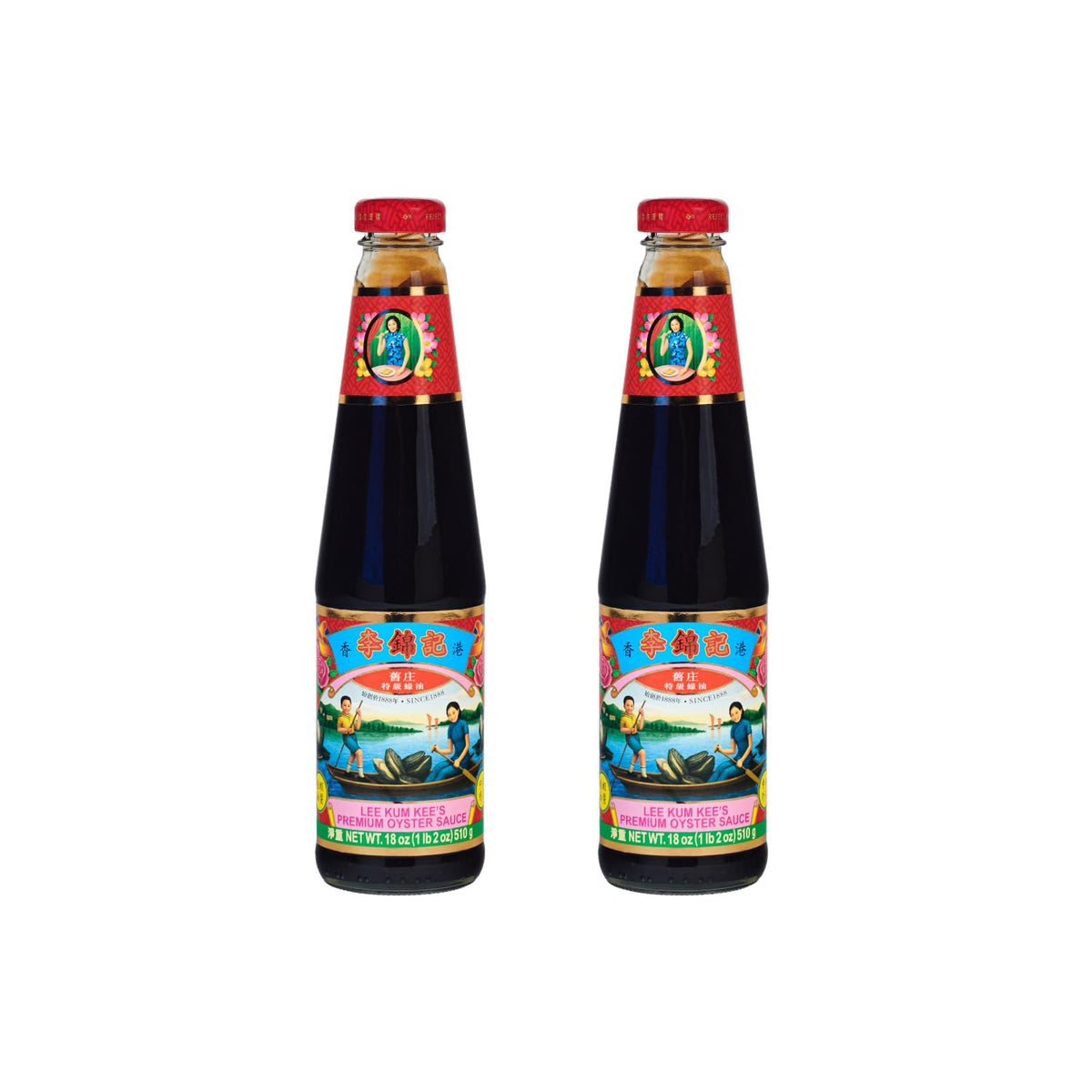 Lee Kum Kee Premium Oyster Sauce bottle pouring rich umami for stir-fries