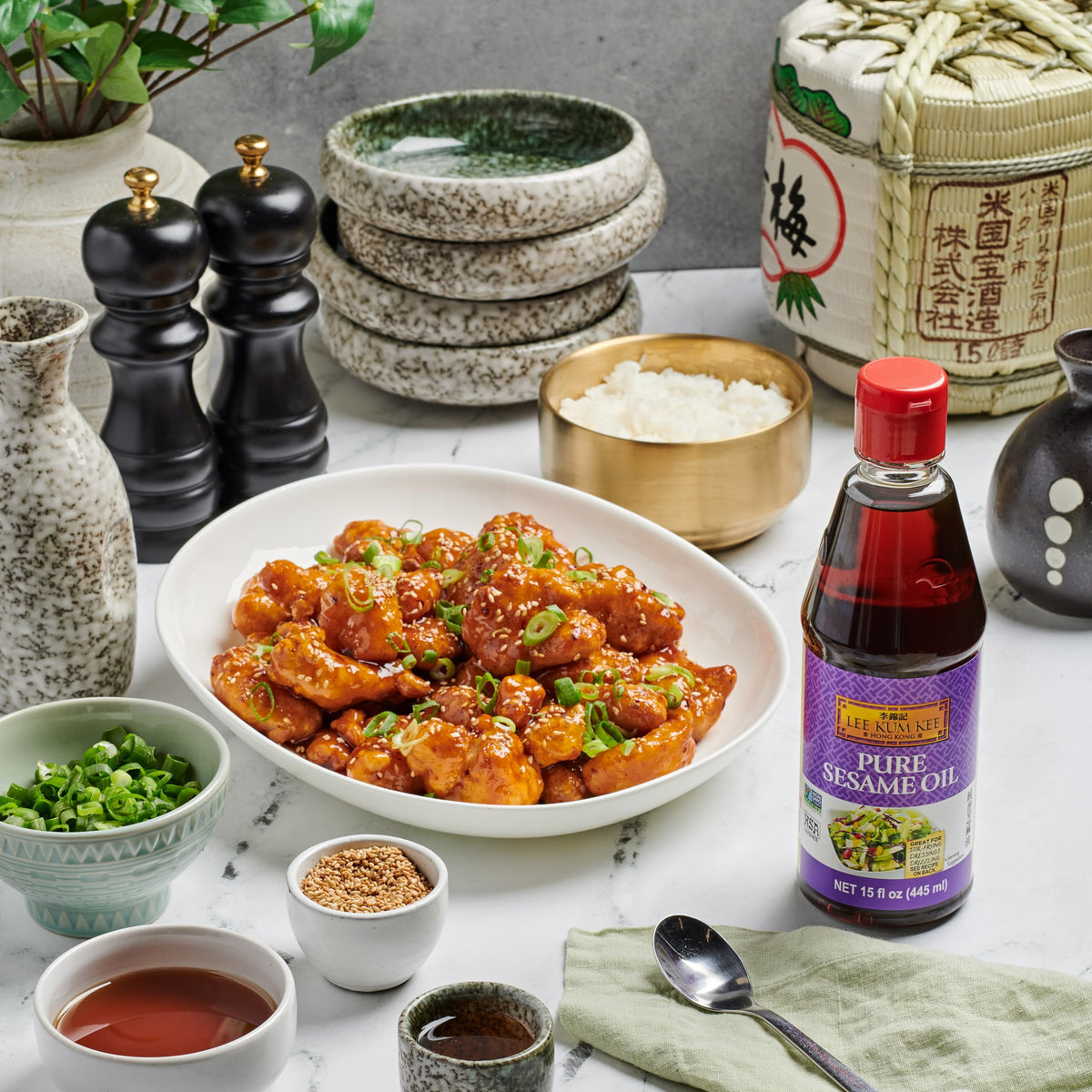 Lee Kum Kee Pure Sesame Oil finished-dish drizzle over noodles
