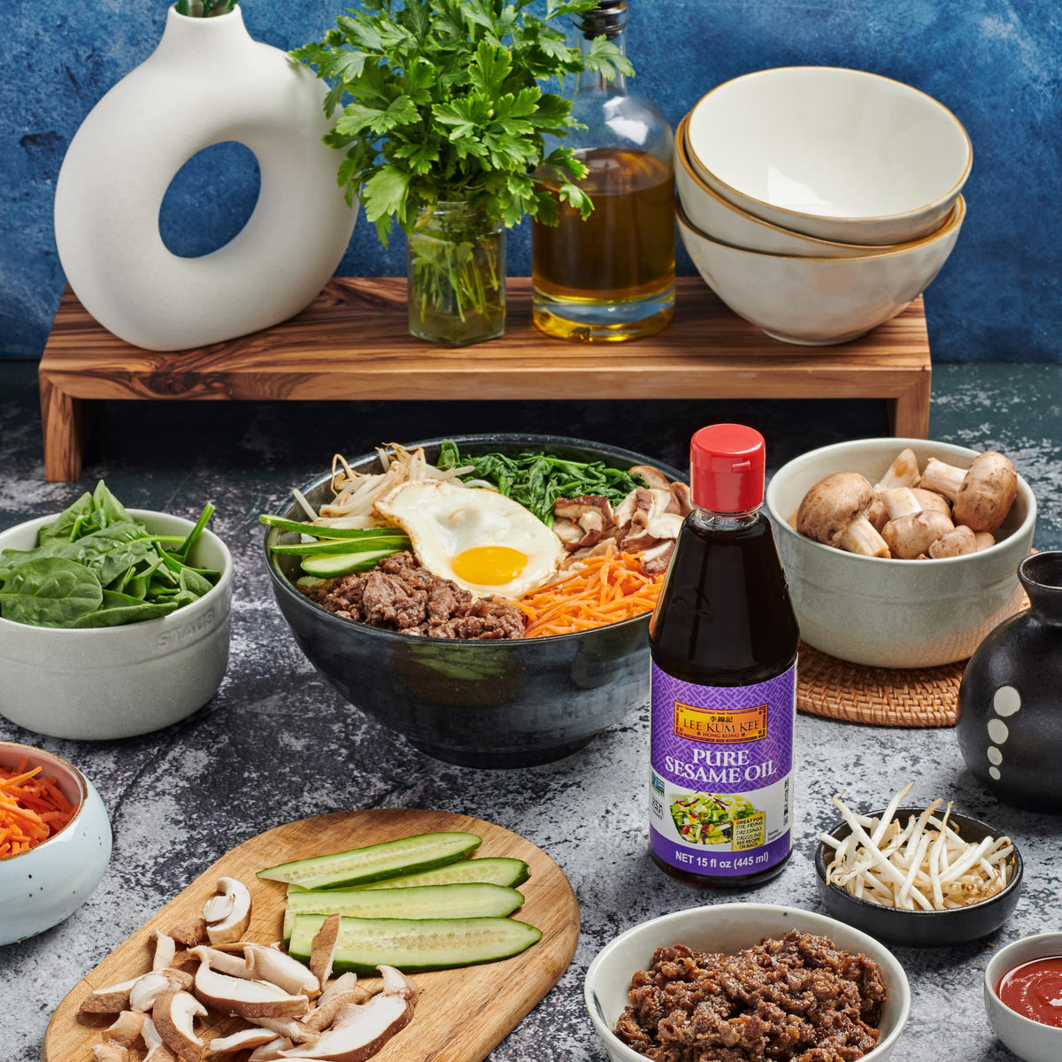 Lee Kum Kee Pure Sesame Oil roasted sesame seeds close-up
