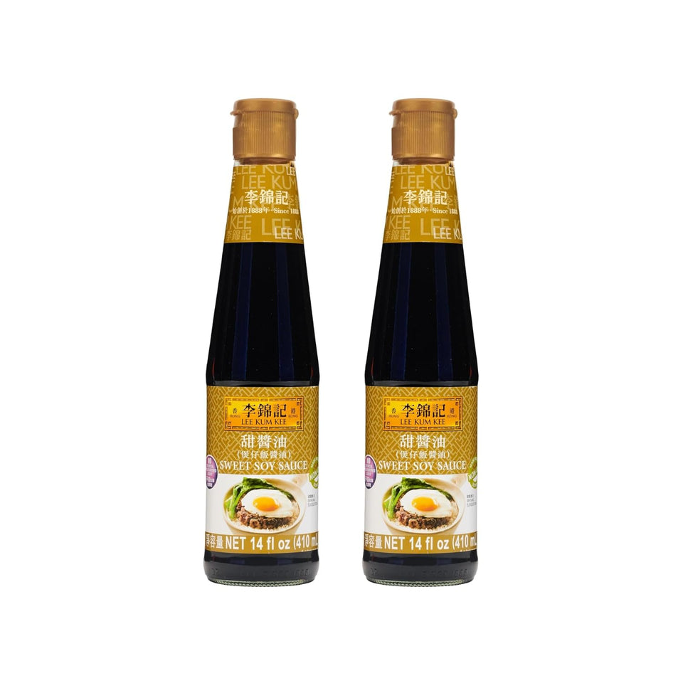 Lee Kum Kee Sweet Soy Sauce bottle pour for glossy glaze and rich color.