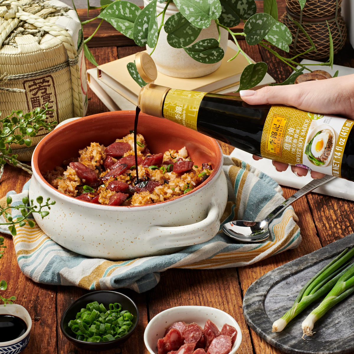 Lee Kum Kee Sweet Soy Sauce enhances dumpling dipping with sweetness.