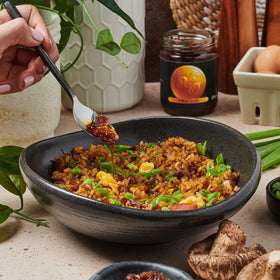 Lee Kum Kee XO Sauce jar pour; convenient ready-to-use umami boost for pan sauces